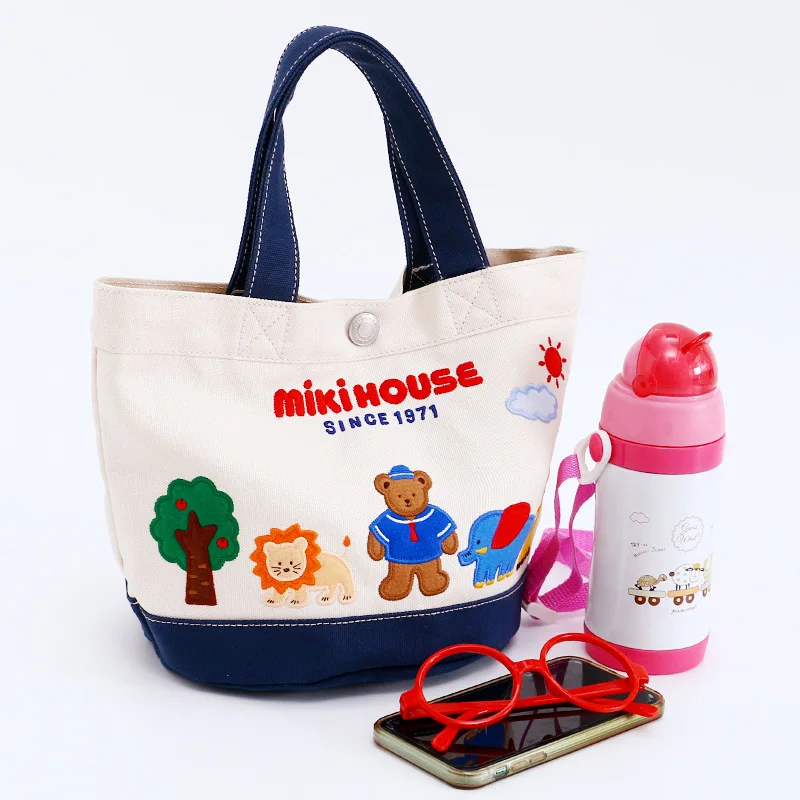 

Diaper Bags Waterproof Canvas Cartoon Small Animal Alphabet Patch Embroidery Mommy Bag Travel Outdoor New Arrival Handbag