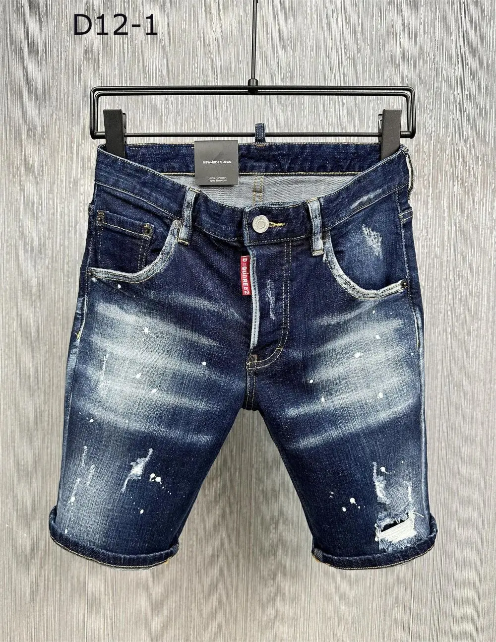 

2023 new fashion tide brand men's washing worn holes handsome motorcycle jeans D12-1