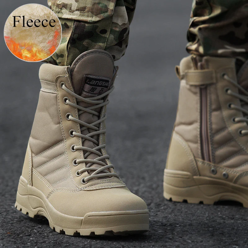 

Men Women Winter Thicken Warm Fleece Boot Outdoor Trekking Climbing Hunting Hiking Shoes Military Fans Tactical Training Boots