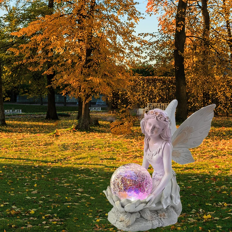 

Фигурка Ангела из смолы 4 шт., скульптура, цветок, сказочное украшение на солнечной батарее, девушка, уличная статуя для виллы, двора, садовод...