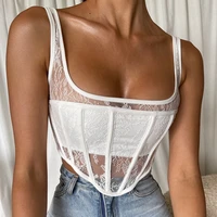 zabrina corset crop tops women 2022 white y2k tee sexy off shoulder summer backless tube tank top lace see through sleeveless