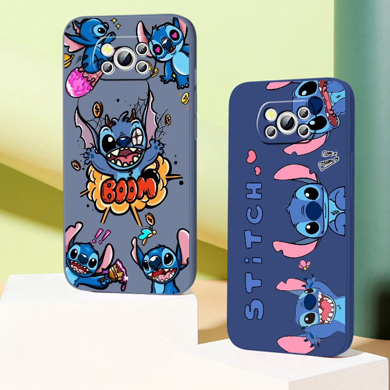 

Lilo & Stitch Disney Cartoon Liquid Rope Funda Phone Case For Xiaomi Mi Poco X4 X3 C40 C3 M4 M3 F4 F3 GT Pro NFC 5G Soft Cover