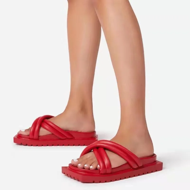 

2022 Summer New Women Slippers Slip on Bow Flatform Mule Sandals Comfy Shoes Plus Size 43 Indoor Outdoor Flip-flops Beach Shoes