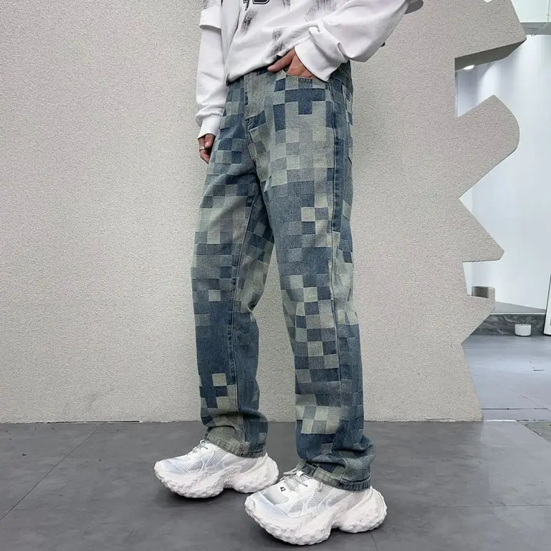 Повседневные уличные винтажные Y2k Новое поступление мужские джинсы синие