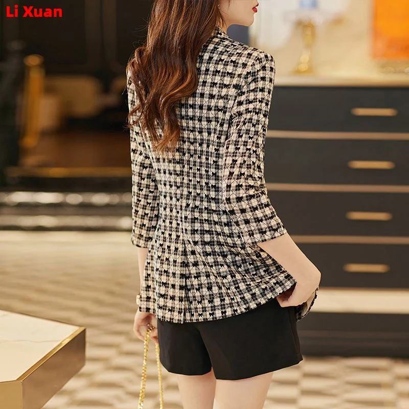 Quality Spring Summer Women's Korean Fashion Elegant Loose Medium Sleeve Jacket Office Leisure Blazer Thin Cardigan Coat Top 4XL