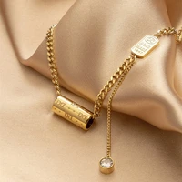 2022 charm new spiral cylindrical titanium steel golden necklace ladies korea fashion jewelry gothic girls clavicle chain