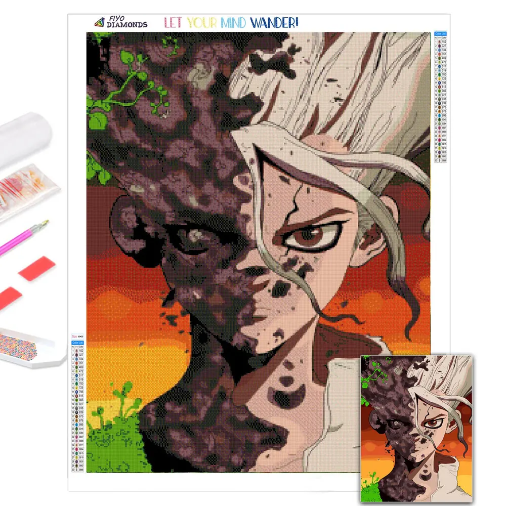 

Diamond Painting 5D DIY Anime Dr. Stone Picture Full Diamond Mosaic Rhinestones Embroidery Cross Stitch Kits Home Handicraft