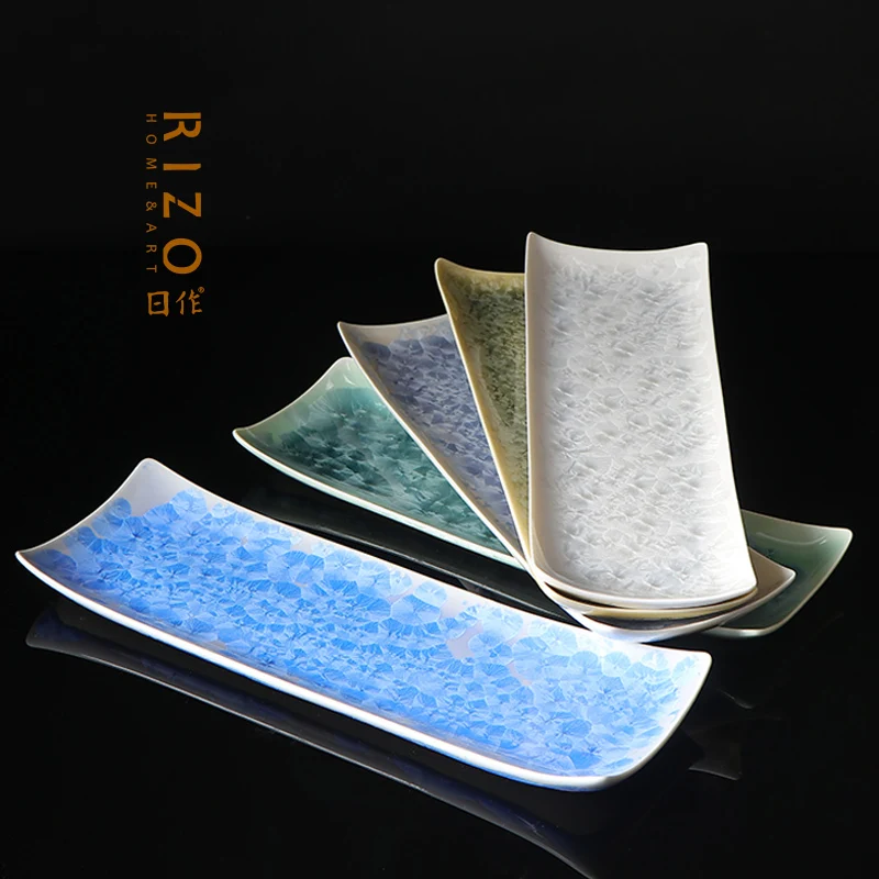 Фото Японский Kyku Shimizu Yaki Wer Crystal Длинное блюдо Фруктовые шампуры на гриле Суши №1