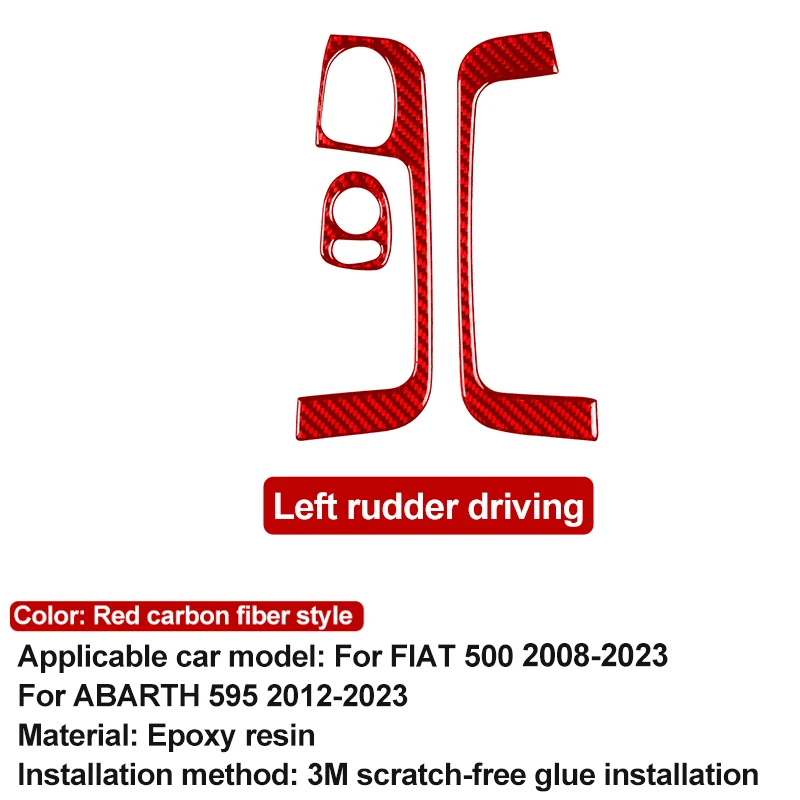 

Для Fiat 500 ABARTH 595 2008-2023 углеродное волокно стиль подъемная панель окна декоративные наклейки аксессуары для модификации интерьера