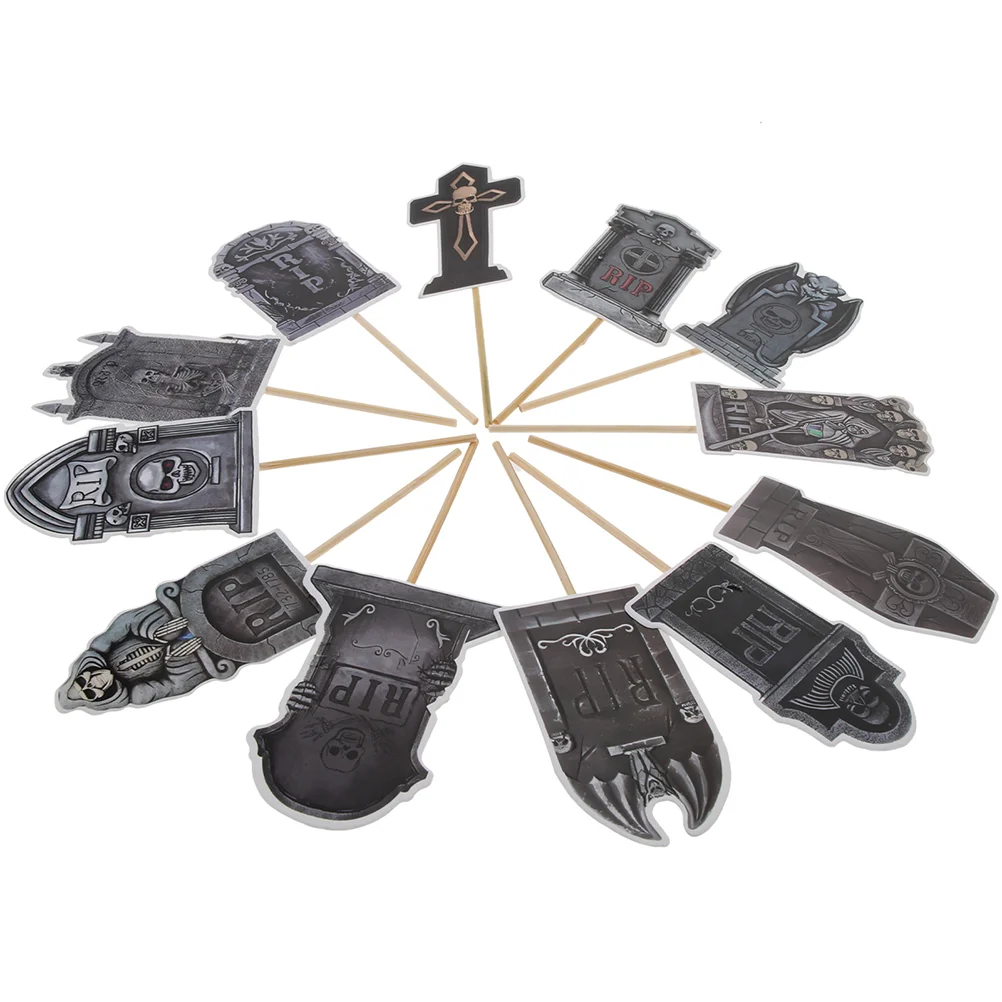 12 шт. слоты для надгробия на Хэллоуин декор топперы бумажный стаканчик украшение