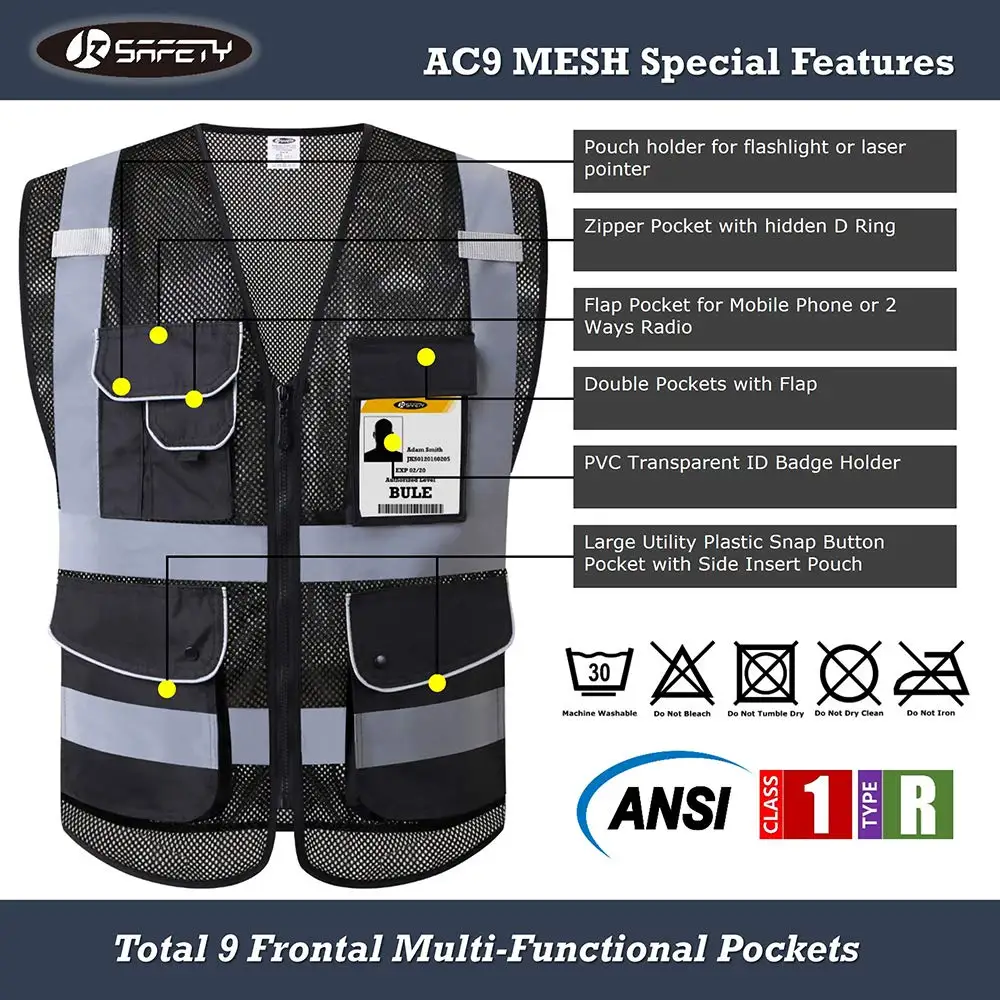 

Reflective Safety Vest Working High Visibility Police Safety Vests Rider Jacket Mesh Breathable Fabric For Desert Hot Areas