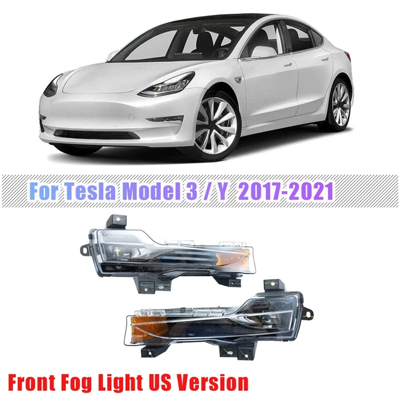 

New Left for 2017 18 19 20 2021 Tesla Model 3 / Y Car Front Fog Light Driving Lamp LED DRL Amber UP-LEVEL US Version