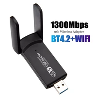 wireless usb 1300mbps wifi adapter dual band 2 4g 5ghz usb 3 0 wifi lan adapter 802 11ac with antenna bt4 2 for desktop laptop
