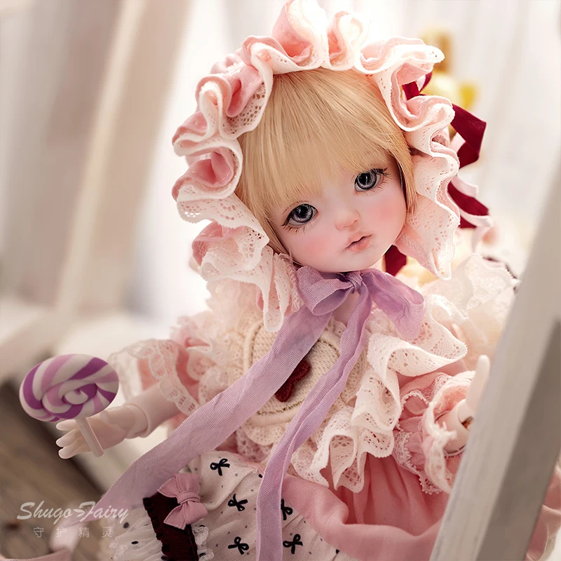 Фото Подлинная кукла Shuga Fairy 1/6 Bjd Thea, полный набор, кавайная античная кукла, розовая одежда, наряд Лолиты, макияж, фигурка из смолы, модель в подарок №4