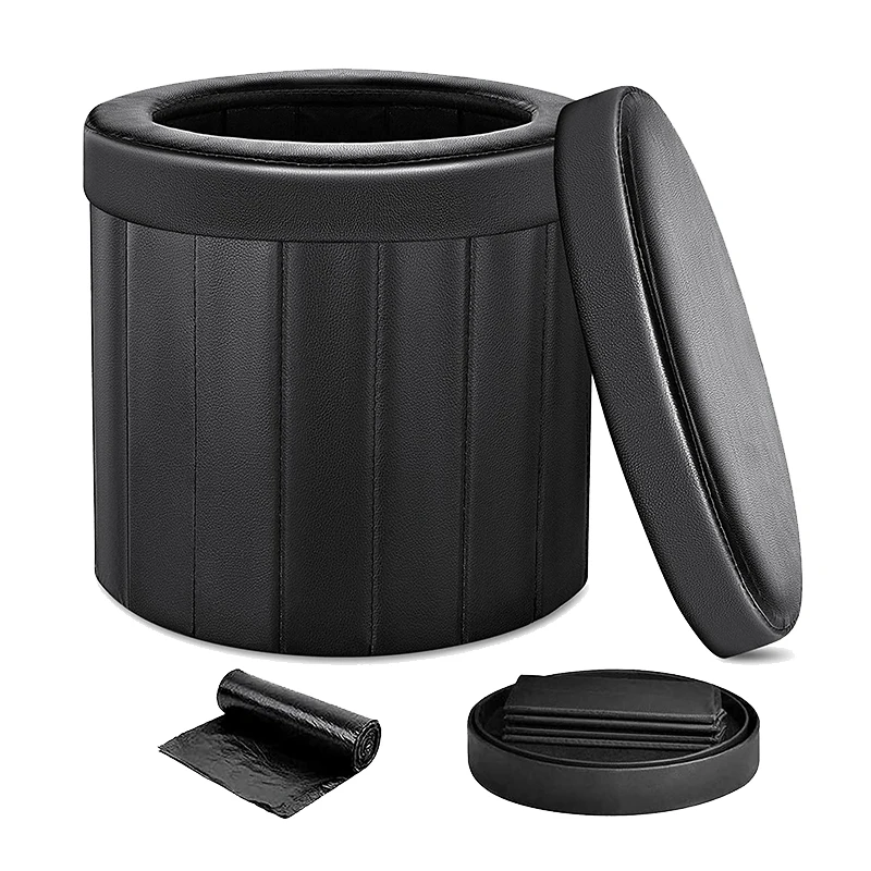 

Портативный туалет, складной туалет для кемпинга, уличный туалет, автомобильный туалет, кожаный туалет для путешествий, ведро, сиденье для у...