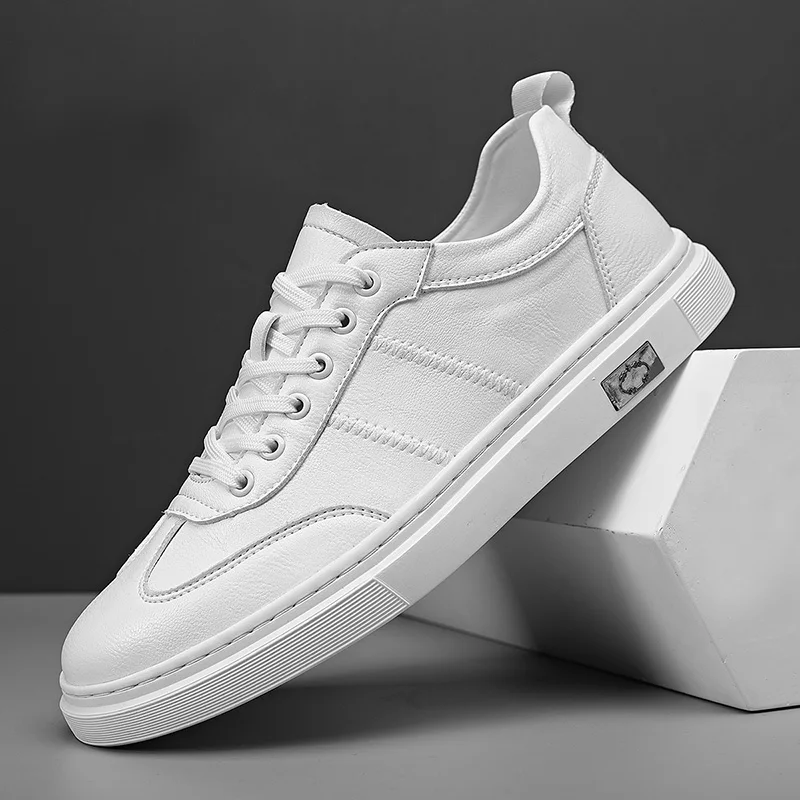 

Casual Sneakers Men Shoes 2022 High Quality Leather Luxury Brand Men Tennis Shoes Flats Running Sports White Sneakers for Men