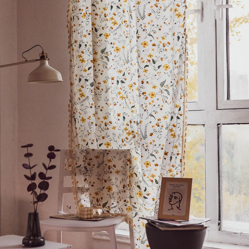 

Floral Print Curtains for Living Room Bedroom Kitchen Home Decoration Curtain Nordic Style Cortinas Para La Sala рулонные шторы