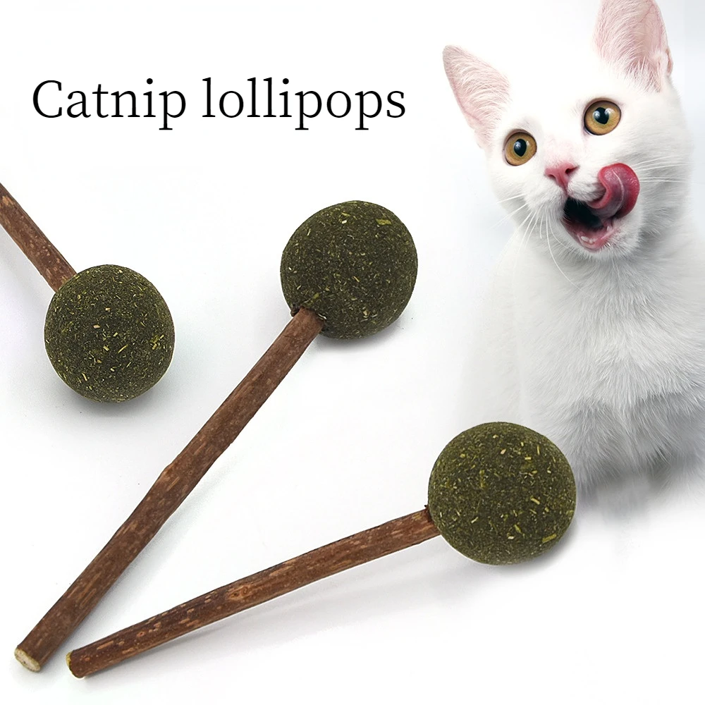 

Cute Shape Fresh Toys Cat Funny Mint Natural Safety Edible Cute Shape Pet Mint Lollipop Catnip Ball Cat Toy Clean Teeth Supplies