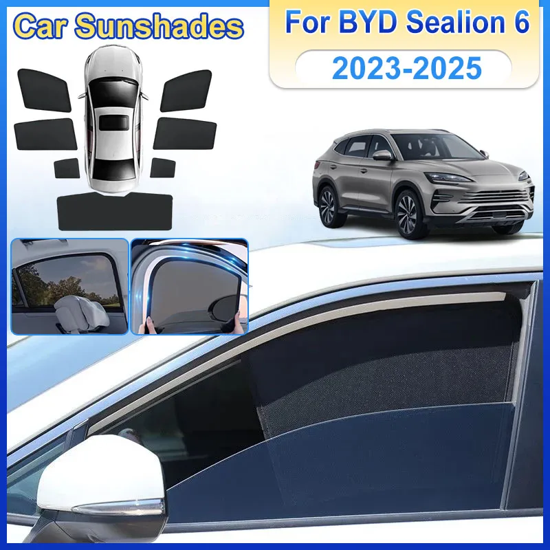 Фото Магнитные солнцезащитные шторки для BYD Sealion 6 2025 и Seal U 2023-2024: сетчатые накладки на окна, аксессуары для автомобиля №1