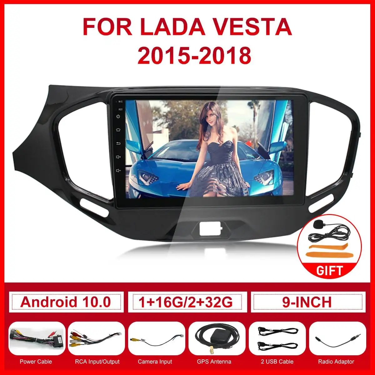 

Автомагнитола 2 Din на Android, мультимедийный видеоплеер с GPS-навигацией для LADA Vesta Cross Sport 2015-2018, стерео экран 2 Din