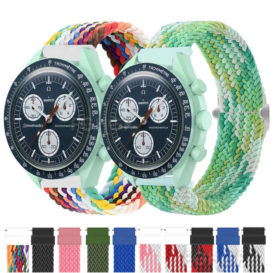

Nylon Strap For Omega X Swatch Joint MoonSwatch Planet Watch Band Braided Solo Loop Wristband Bracelet Correa Pulseira Accessory
