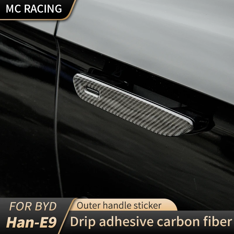 

Carbon fiber pattern Car Door Handle Sticker For BYD Han E9 DMi-Ev 2020-2023 Door Wrap Cover Paste Trim Anti-collision Decals
