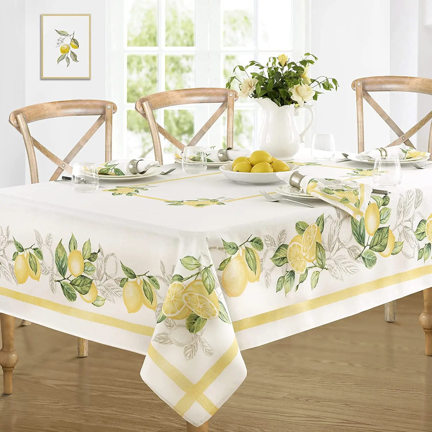 

Lemon Citrus Linen Rectangular Tablecloth for Table Kitchen Decor Anti-stain Dining Table Tablecloth Table Cover Wedding