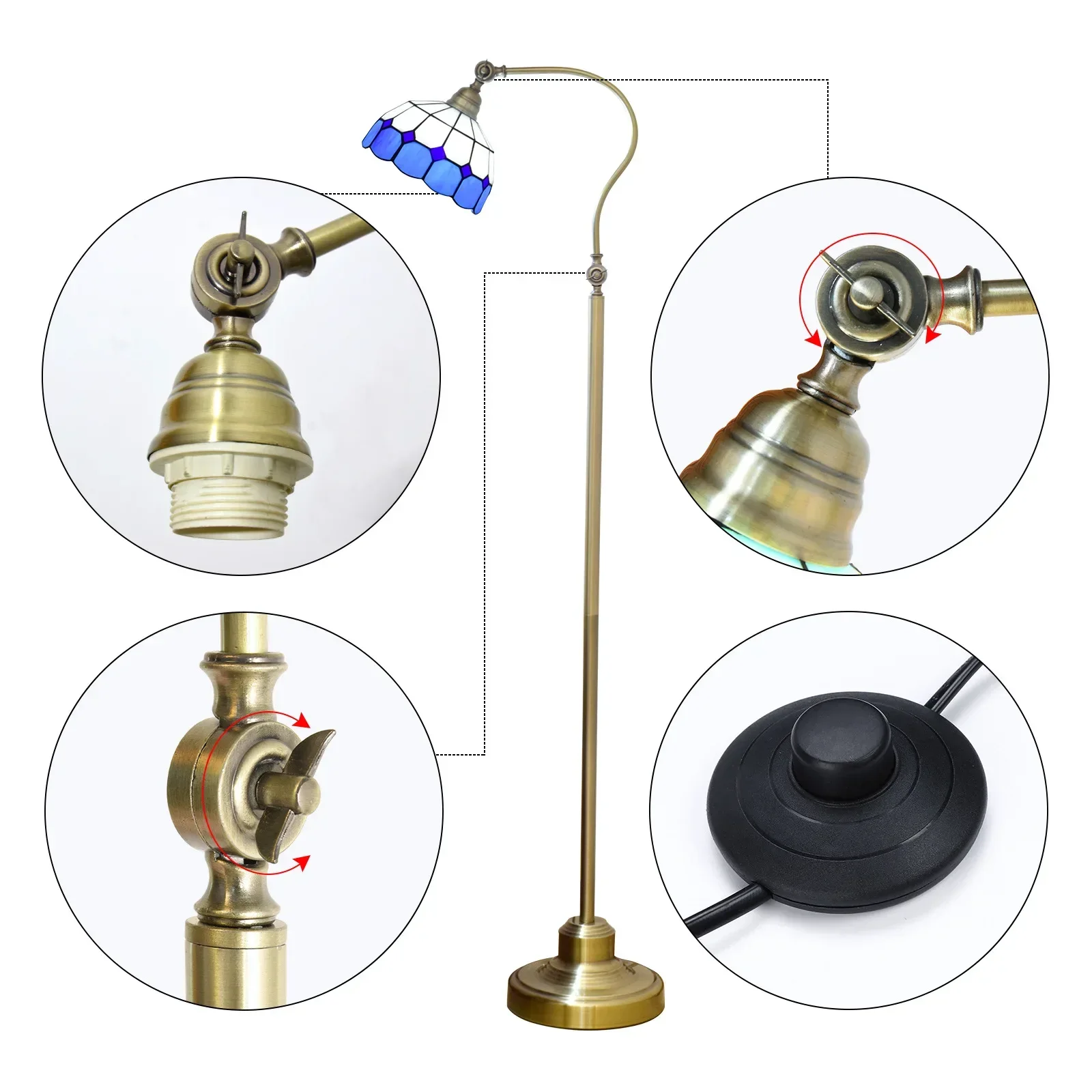 Торшер Тиффани Витражи в богемном стиле с блестками Гостиная Спальня