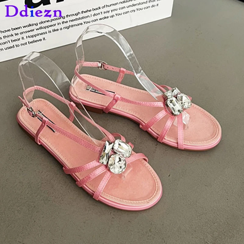 

Женские сандалии-гладиаторы, элегантная летняя повседневная обувь на плоской подошве, 2023