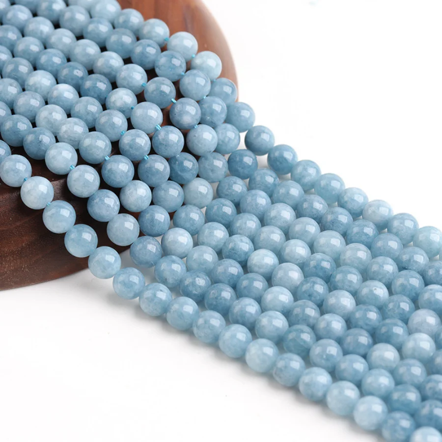 

Natural Gem Blue Chalcedony Aquamarines Angelite Beads Stone Round Loose Beads 4 6 8 10 12mm for Jewelry Making Diy Bracelets15"