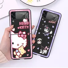 Thin Folding Case for Samsung Galaxy Z Flip3 Flip 4 Flip4 5G Flip 3 Cell Phone Cover Fundas Kuromi Hello Kitty Cinnamoroll Cute