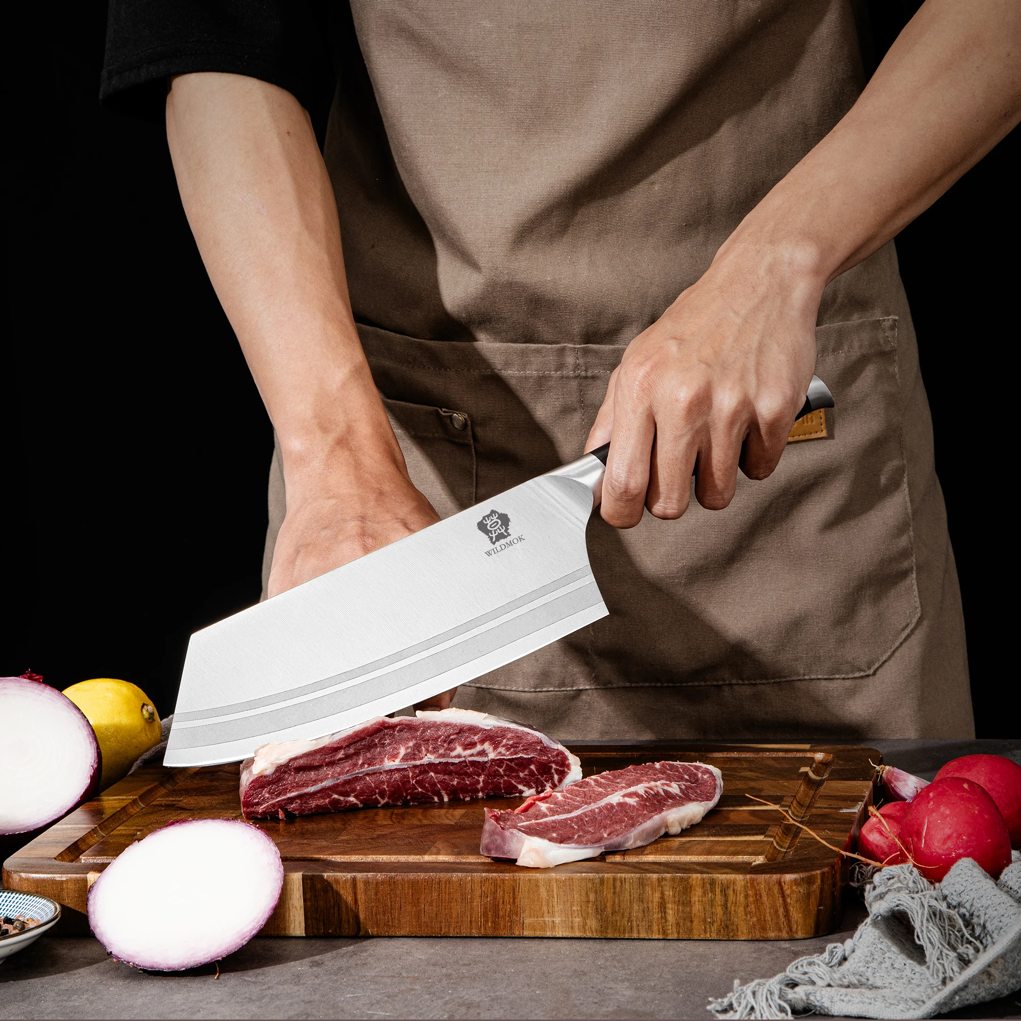 WILDMOK 7 8-дюймовые немецкие стальные кухонные ножи Nakiri с эргономичной ручкой из