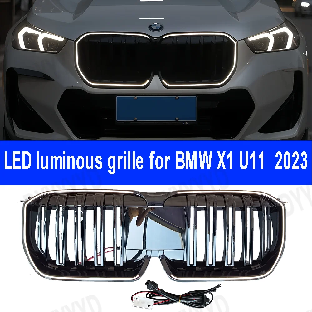 Фото Передний бампер автомобиля, решетка почек для BMW X1 U11 U12 sDrive20Li X/25Li M xDrive25Li X M35Li xDrive28i M35i, светодиодная светящаяся решетка №1