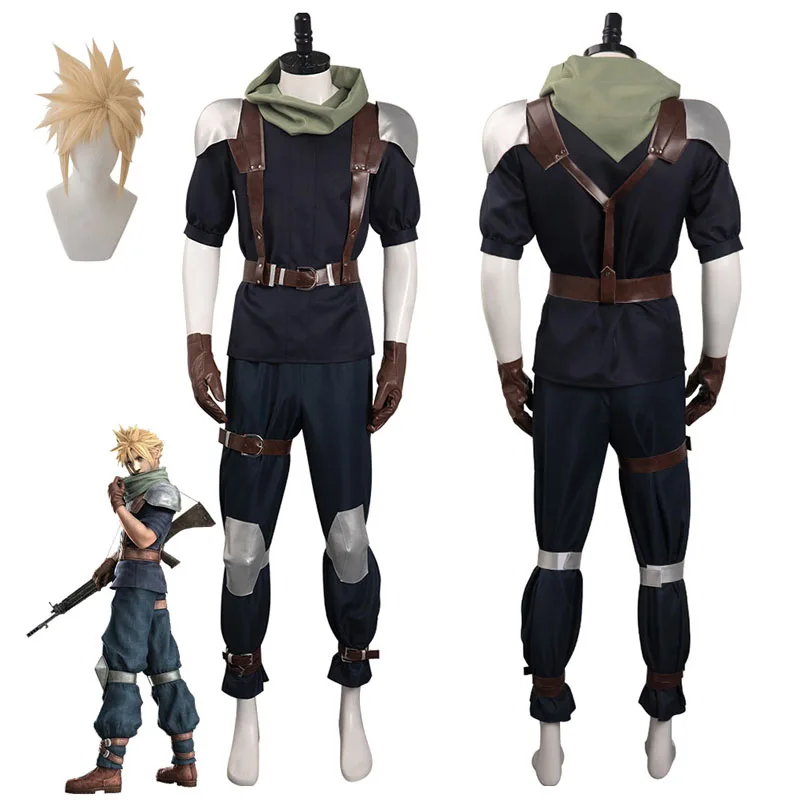 Crisis Core Final Fantasy VII Reunion Cloud Cosplay Costume Wig Outfits Halloween Carnival Suit For Adult Men