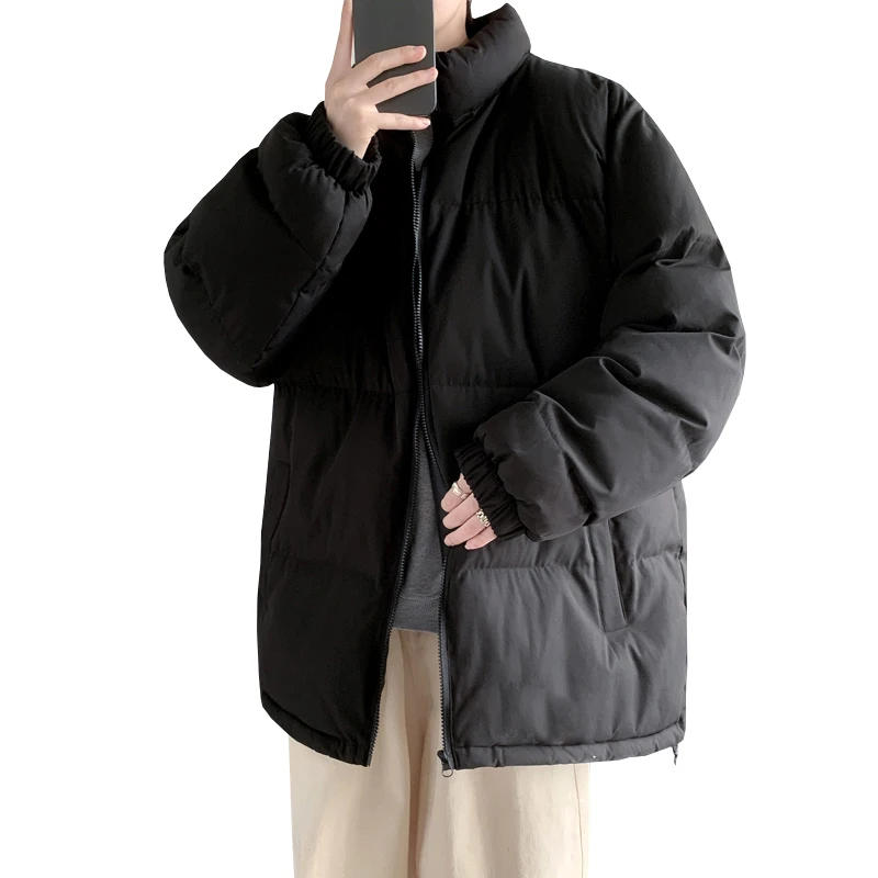 Mens Winter Jacket Stand Collar Warm Thick Casual Parka Coat Streetwear Overcoats