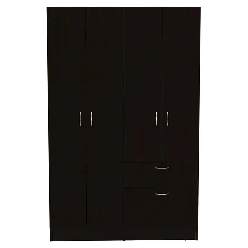 

fModern Wood Bedroom Armoire in Black Wenge/White