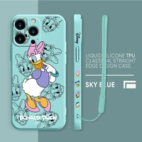 liquid silicone case for apple iphone 13 12 11 pro max 8 7 6 6s plus xr xs x se2020 multicolor phone coque daisy donald duck