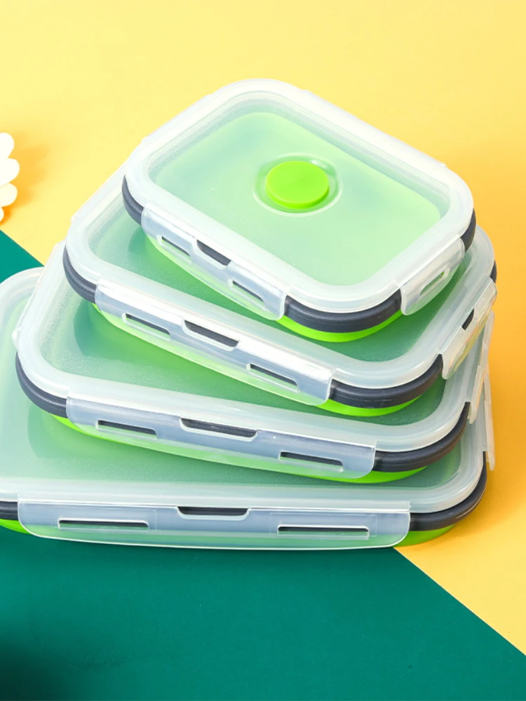 

4 pcs Silicone Lunch Box Portable Bowl Colorful Folding Food Container Lunchbox 350/500/800/1200ml Eco-Friendly