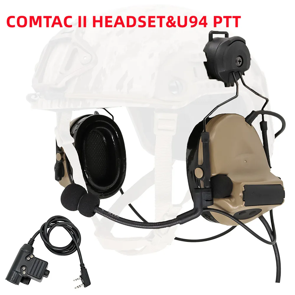 Hearangel Tactical Headset Comtac ii with ARC Rail Adapter Hearing Protection with Gel Ear Pads for Airsoft Sports&Kenwood PTT