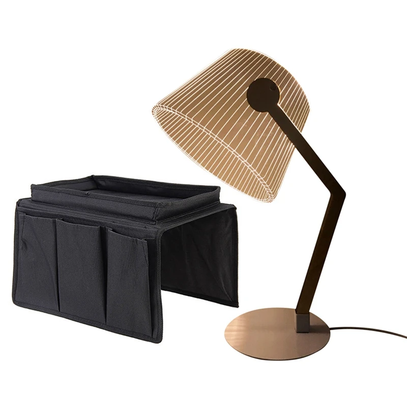 

1 Pcs 3D Effect Stereo Vision LED Desk Lamp With USB Plug & 1 Pcs Sofa Armrest Organizer Hanging Storage Bag