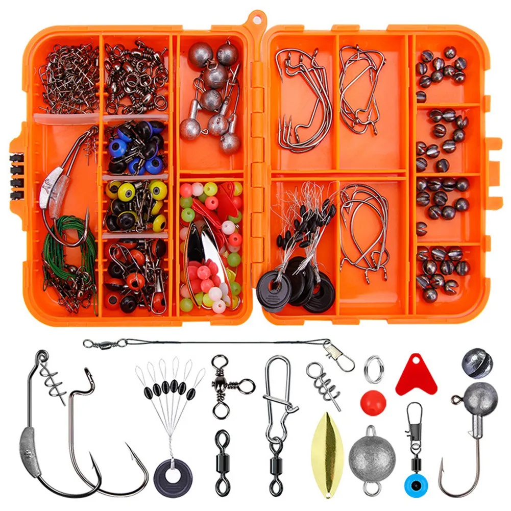 

Fishing Accessories Kit, 213Pcs Bass/Trout Fishing Tackle Kit with Tackle Box Including Fishing Hooks