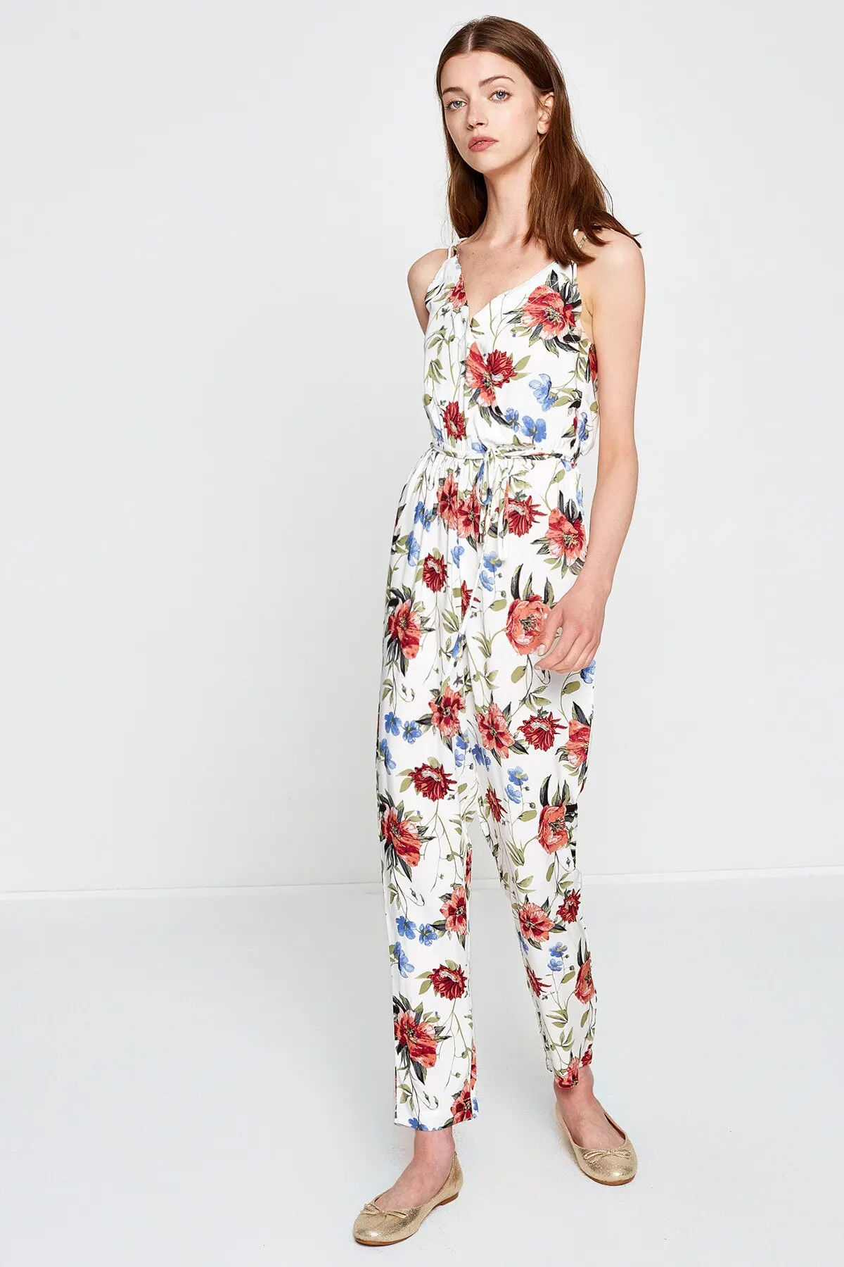 

Women's Overalls Pink Patterned Jumpsuit Hot Style Quality Fabric Sleeveless Baggy Trousers Casual Jumpsuit