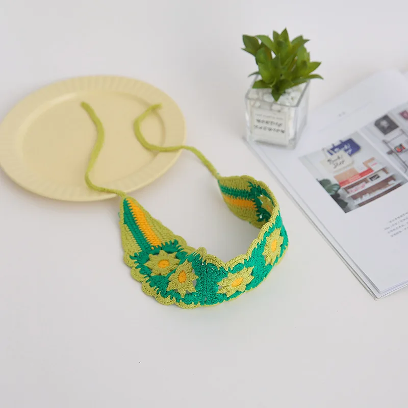 Повязка для волос в стиле Ins с цветами ручной вязки корейский Ретро