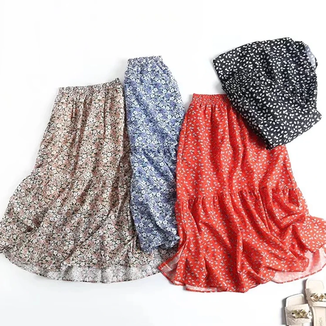 

Женская трапециевидная юбка Дженни и Дэйв в японском стиле, модная простая хлопковая юбка миди с цветочным принтом в этническом стиле, на лето