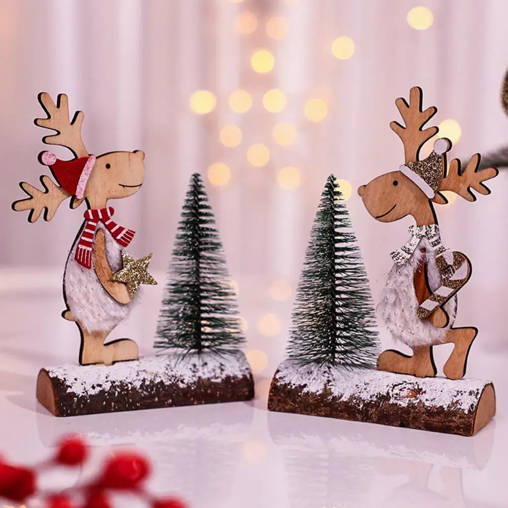 

Exquisite Unique New Year Wooden Snow Frost Pine Landscape Tree Lightweight Simulation Pine Tree Eye-catching Party Supplies