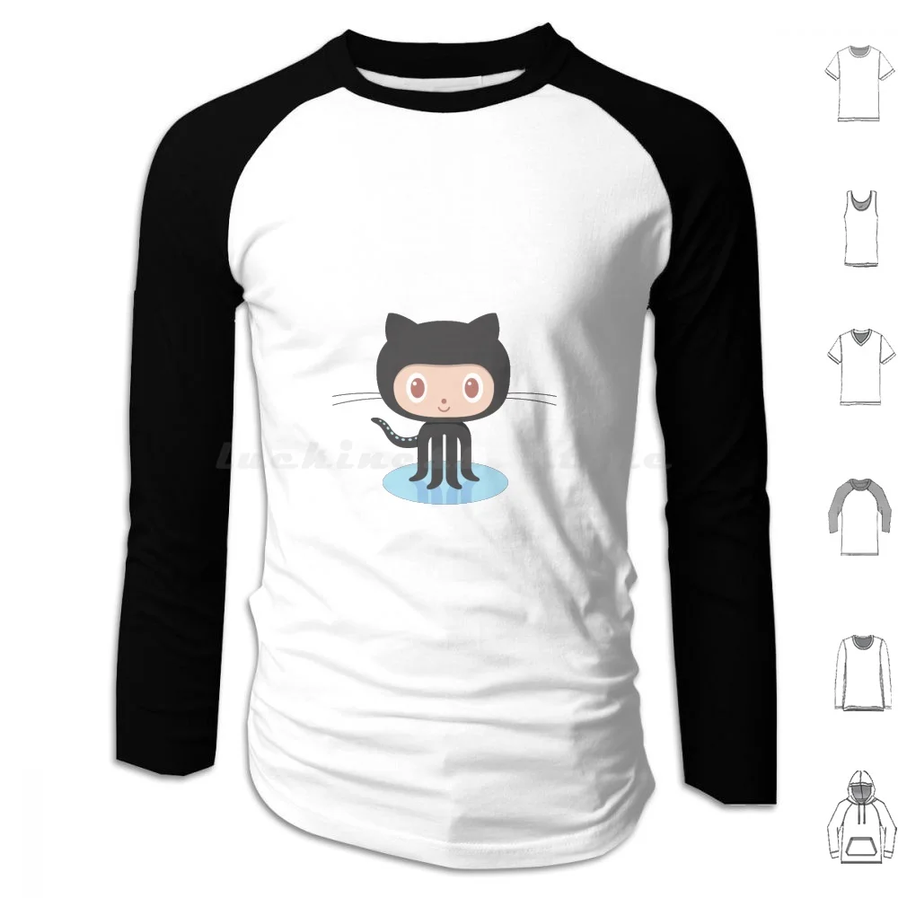 

Хлопковая толстовка Github Octocat с длинным рукавом, Github Octocat Github, Github Cat Github Octopus Github Octo Github Cat Logo Octocat