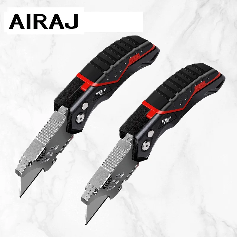 

AIRAJ Paper Cutter Utility Knife Retractable Sharp Wholesale Heavy Steel 18mm Blade Decoupage Steel Electrican Utility Knife