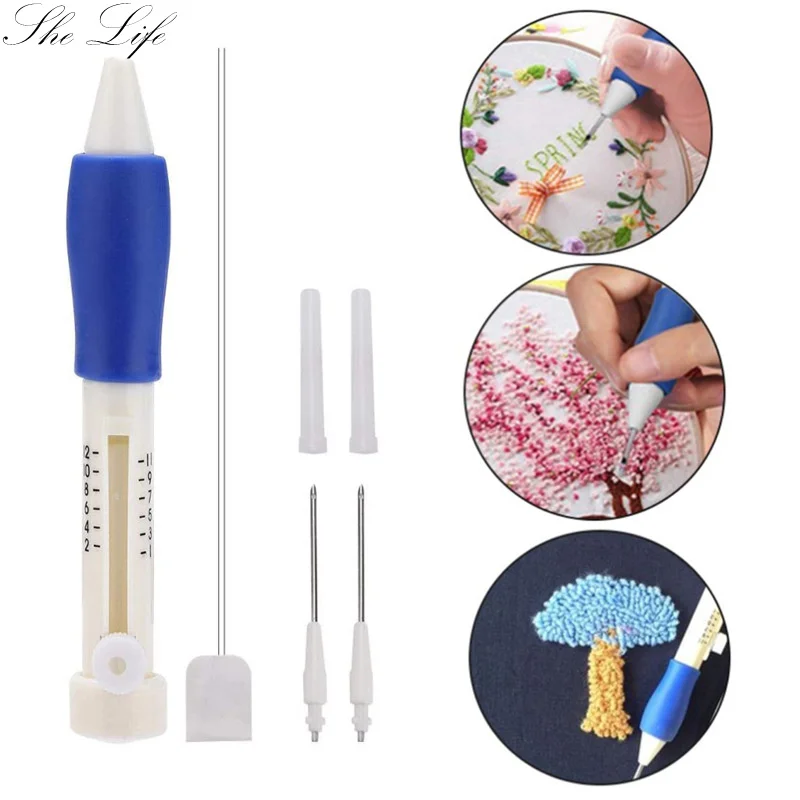 

Embroidery Pen Embroidery Needle Weaving Tool Fancy Art Hand Making Sewing Poking Cross Stitch Tools Crochet Knitting Needle