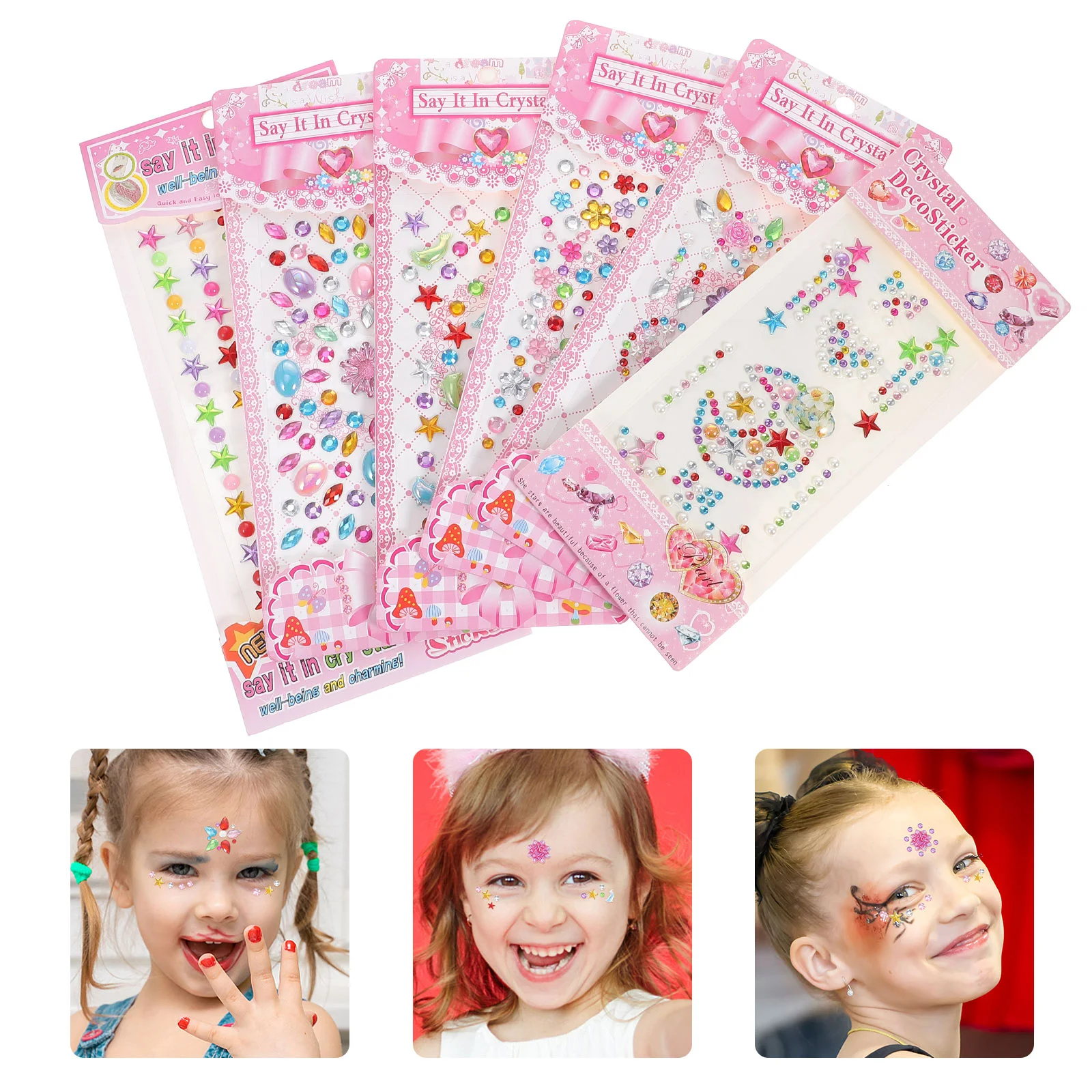 

6 Sheets Eye Face Body Gems Jewels Rhinestone Temporary Tattoos Decals Stickers