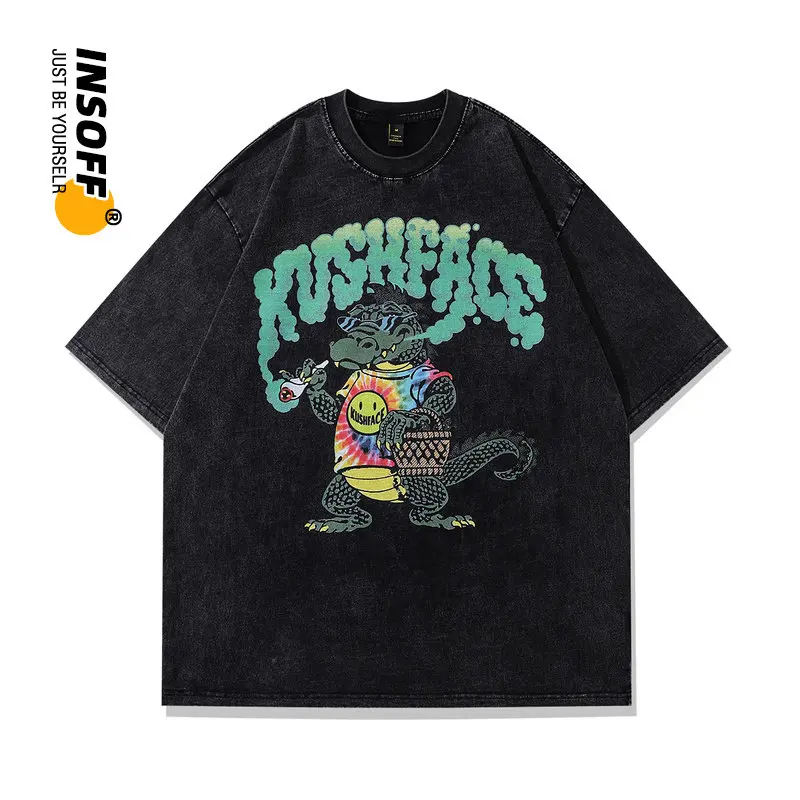 

Original Designer Funny Cartoon Printed Graphic High Quality Cotton Washed Vintage Oversize Hip Hop Streetwear Harajuku T-shirt
